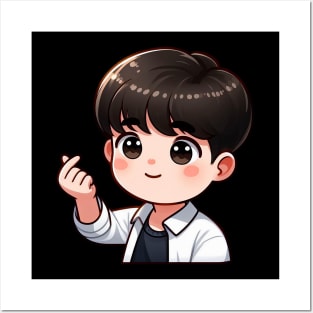 Cool Guy Korean Finger Hearts Kpop Posters and Art